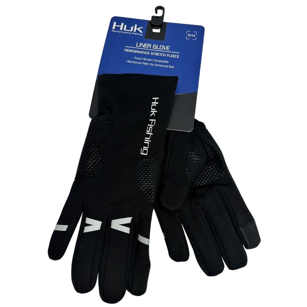 NEW Huk Performance Stretch‎ Fleece Liner Gloves Fishing Black Size S/M - Picture 5 of 7